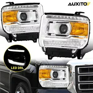2014-2018 GMC シエラ 1500 15-19 2500 3500 プロジェクタークローム DRL ヘッドライト用 For 2014-2018 GMC Sierra 1500 15-19 2500 3500 Projector Chrome DRL Headlights 【並行輸入品】｜カスタムパーツ WORLD倉庫