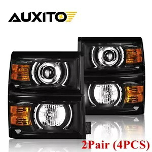 4x フロント ヘッドライト アセンブリ セット 14-15 シボレー シルバラード 1500 ブラック ヘッドランプ用 4x Front Headlights Assembly Set For 14-15 Chevy Silverado 1500 Black Headlamps 【並行輸入品】|カスタムパーツ WORLD倉庫