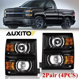 4x ヘッドライトアセンブリセット 14-15 シボレー シルバラード 1500 ブラック レンズ交換用 4x Headlights Assembly Set For 14-15 Chevy Silverado 1500 Black Lens Replacement 【並行輸入品】|カスタムパーツ WORLD倉庫