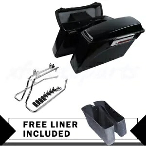 コンプリートセットハードサドルバッグ&クローム変換ブラケットハーレーソフテイルに適合 Complete Set Hard Saddle Bags & Chrome Conversion Bracket Fit For Harley Softail 【並行輸入品】