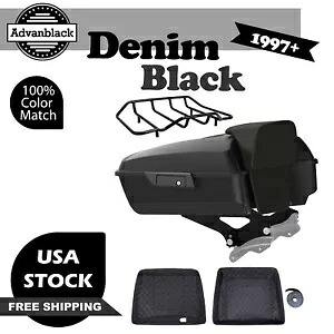 アドバン デニム ブラック チョップド ツアー パック ブラック ラッチ付き 97+ ハーレー ツーリング用 Advan Denim Black Chopped Tour Pak W/ Black Latches For 97+ Harley Touring 【並行輸入品】