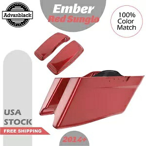 エンバーレッド Sunglo CVO テーパード拡張ストレッチサドルバッグ ハーレー 14+ 用 Ember Red Sunglo CVO Tapered Extended Stretched Saddlebag For Harley 14+ 【並行輸入品】