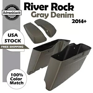 River Rock グレーデニム CVO テーパード拡張ストレッチサドルバッグ ハーレー 14+ 用 River Rock Gray Denim CVO Tapered Extended Stretched Saddlebag For Harley 14+ 【並行輸入品】