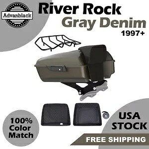 River Rock グレーデニム チョップド ツアーパック マウントラック 1997年以降 ハーレーツーリング用 River Rock Gray Denim Chopped Tour Pack Mount Rack For 1997+ Harley Touring 【並行輸入品】｜カスタムパーツ WORLD倉庫