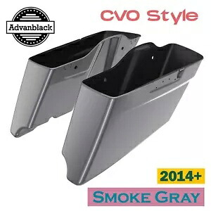 Advanblack スモーキーグレー CVO テーパード拡張ストレッチサドルバッグ ハーレー 14+ 用 Advanblack Smoky Gray CVO Tapered Extended Stretched Saddlebag For Harley 14+ 【並行輸入品】