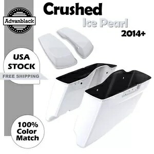 クラッシュアイスパール CVO テーパードエクステンデッドストレッチサドルバッグ ハーレー 14+用 Crushed Ice Pearl CVO Tapered Extended Stretched Saddlebag For Harley 14+ 【並行輸入品】