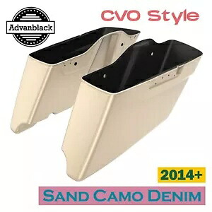 サンド迷彩デニム CVO テーパード拡張ストレッチサドルバッグ ハーレー 14+ 用 Sand Camo Denim CVO Tapered Extended Stretched Saddlebag For Harley 14+ 【並行輸入品】