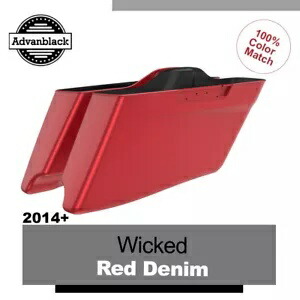 ウィキッド レッド デニム CVO テーパード エクステンデッド ストレッチ サドルバッグ ハーレー 14+用 Wicked Red Denim CVO Tapered Extended Stretched Saddlebag For Harley 14+ 【並行輸入品】｜カスタムパーツ WORLD倉庫