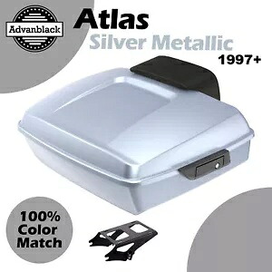 Advanblack アトラス シルバー メタリック チョップド ツアー パック パック トランク ラゲッジ ハーレーに適合 Advanblack Atlas Silver Metallic Chopped Tour Pak Pack Trunk Luggage Fits Harley 【並行輸入品】