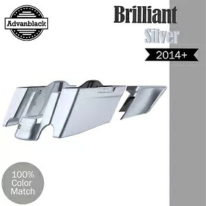 ブリリアントシルバー CVO テーパー拡張ストレッチサドルバッグ 2014 年以降のハーレーに適合 Brilliant Silver CVO Tapered Extended Stretched Saddlebags Fits 2014+ Harley 【並行輸入品】
