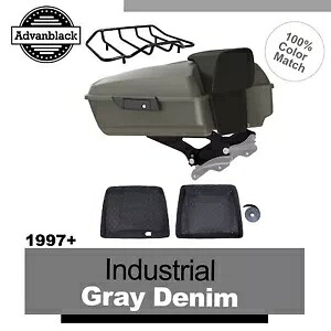 インダストリアルグレーデニムチョップドツアーパックブラックヒンジ&ラッチハーレー97+に適合 Industrial Gray Denim Chopped Tour Pack Black Hinges & Latch Fits Harley 97+ 【並行輸入品】