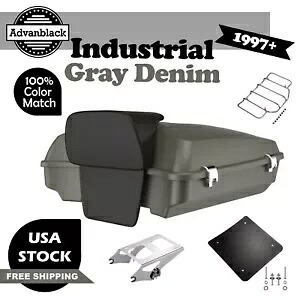 Advanblack インダストリアル グレー デニム カミソリ ツアー パック Pak パッド 14+ ハーレー ツーリング用 Advanblack Industrial Gray Denim Razor Tour Pack Pak Pad For 14+ Harley Touring 【並行輸入品】
