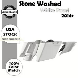 ストーンウォッシュ ホワイト パール 拡張ストレッチ サドルバッグ 2014 年以降のハーレー ツーリングに適合 Stone Washed White Pearl Extended Stretched Saddlebags Fits 2014+ Harley Touring 【並行輸入品】