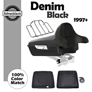 デニム ブラック チョップド ツアー パック Pak ラップアラウンド バックレスト 97 歳以上のハーレー ツーリングに適合 Denim Black Chopped Tour Pack Pak Wrap-Around Backrest Fits 97+ Harley Touring 【並行輸入品】