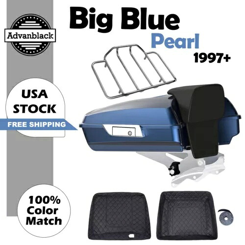 Advanblack ビッグ ブルー パール レイザー ツアー パック トランク ラゲッジ ハーレー ツーリング 97+用 Advanblack Big Blue Pearl Razor Tour Pack Trunk Luggage For Harley Touring 97+ 【並行輸入品】