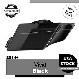 Advan ビビッド ブラック 拡張サドルバッグ サイド カバー ピンストライプ 2014+ ハーレー用 Advan Vivid Black Extended Saddlebag Side Covers Pinstripes For 2014+ Harley 【並行輸入品】|カスタムパーツ WORLD倉庫