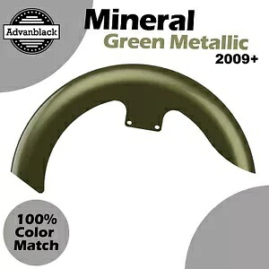 ミネラルグリーンメタリック 19 インチ リビールラッパーハガー フロントフェンダー 2009 年以降のハーレーに適合 Mineral Green Metallic 19\