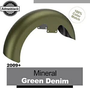 ミネラルグリーンデニム 19 インチ リビールラッパーハガー フロントフェンダー ハーレー 09+ に適合 Mineral Green Denim 19\