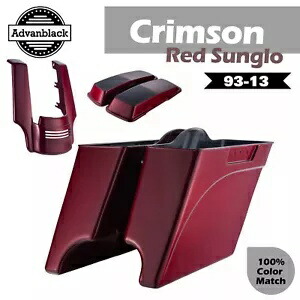 クリムゾンレッド Sunglo ストレッチサドルバッグボトムス 93-13 ハーレーストリート ロードグライド用 Crimson Red Sunglo Stretch Saddlebags Bottoms For 93-13 Harley Street Road Glide 【並行輸入品】