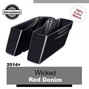 ウィキッド レッド デニム スタンダード 非伸縮性サドルバッグ ハーレー ストリート ロード グライドに適合 Wicked Red Denim Standard Non-Stretched Saddlebag Fits Harley Street Road Glide 【並行輸入品】