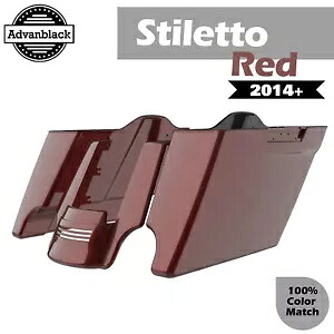 スティレット レッド ストレッチ サドルバッグ 拡張バッグ リアフェンダー 14+ ハーレー用 Stiletto Red Stretched Saddlebags Extended Bag Rear Fender For 14+ Harley 【並行輸入品】
