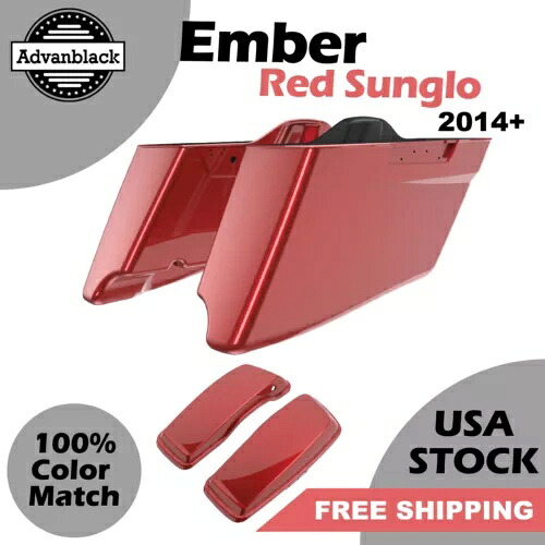 Ember Red Sunglo CVO テーパード ストレッチ拡張サドルバッグ蓋 ハーレー 14+用 Ember Red Sunglo CVO Tapered Stretched Extended Saddlebag Lids For Harley 14+ 【並行輸入品】