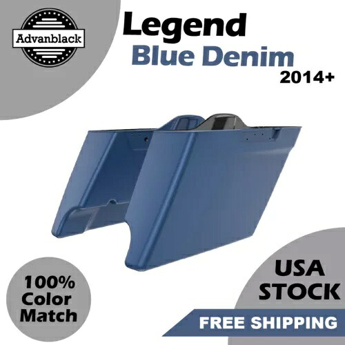 レジェンドブルーデニムストレッチサドルバッグ拡張バッグハーレーストリートロードグライド用 Legend Blue Denim Stretched Saddlebag Extended Bags For Harley Street Road Glide 【並行輸入品】