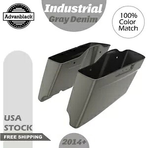 インダストリアルグレーデニム CVO テーパードエクステンデッドストレッチサドルバッグ 14 歳以上のハーレーに適合 Industrial Gray Denim CVO Tapered Extended Stretched Saddlebag Fits 14+ Harley 【並行輸入品】