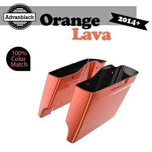 14 年以上のハーレー ストリート ロード グライド アドバンブラック オレンジ LAVA ストレッチ サドルバッグに適合 Fits 14+ Harley Street Road Glide Advanblack ORANGE LAVA Stretched Saddlebag 【並行輸入品】