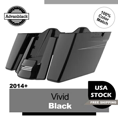 Advan ビビッド ブラック デュアル ノーカット ストレッチ サドルバッグ ピンストライプ 14+ ハーレー用 Advan Vivid Black Dual Uncut Stretched Saddlebags Pinstripes For 14+ Harley 【並行輸入品】|カスタムパーツ WORLD倉庫