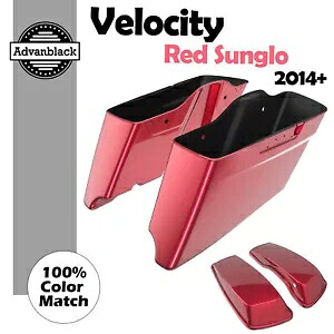 Velocity レッド Sunglo CVO テーパード拡張ストレッチサドルバッグ ハーレー 14+ 用 Velocity Red Sunglo CVO Tapered Extended Stretched Saddlebag For Harley 14+ 【並行輸入品】