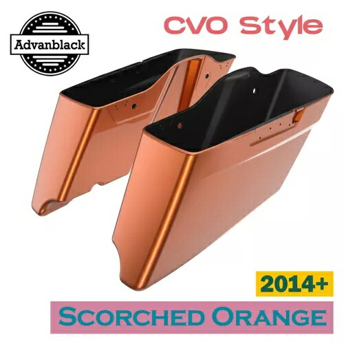 スコーチオレンジ CVO テーパード拡張ストレッチサドルバッグ ハーレー 14+ 用 Scorched Orange CVO Tapered Extended Stretched Saddlebag For Harley 14+ 【並行輸入品】｜カスタムパーツ WORLD倉庫