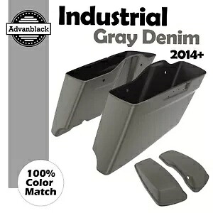 インダストリアルグレーデニム CVO テーパード拡張ストレッチサドルバッグ ハーレー 14+ 用 Industrial Gray Denim CVO Tapered Extended Stretched Saddlebag For Harley 14+ 【並行輸入品】