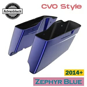ゼファー ブルー CVO テーパード エクステンデッド ストレッチ サドルバッグ ハーレー ツーリング 14+用 Zephyr Blue CVO Tapered Extended Stretched Saddlebag For Harley Touring 14+ 【並行輸入品】