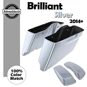ブリリアントシルバー CVO テーパード拡張ストレッチサドルバッグ ハーレー 14+ 用 Brilliant Silver CVO Tapered Extended Stretched Saddlebag For Harley 14+ 【並行輸入品】
