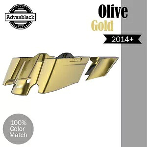 ハーレー 2014+ CVO テーパードストレッチ拡張サドルバッグに適合 オリーブゴールド Fits Harley 2014+ CVO Tapered Stretched Extended Saddlebags OLIVE GOLD 【並行輸入品】