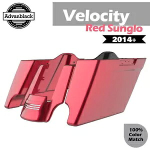 Velocity レッド Sunglo ストレッチサドルバッグ拡張バッグリアフェンダー 14+ ハーレー用 Velocity Red Sunglo Stretched Saddlebags Extend Bag Rear Fender For 14+ Harley 【並行輸入品】