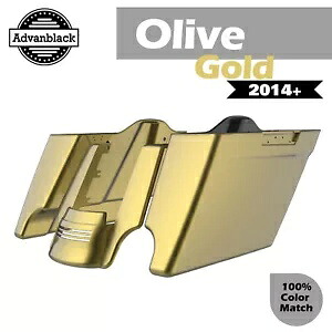 オリーブゴールド ストレッチサドルバッグ 拡張バッグ リアフェンダー 14+ ハーレーツーリング用 Olive Gold Stretched Saddlebags Extended Bag Rear Fender For 14+ Harley Touring 【並行輸入品】