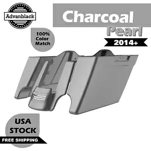 チャコールパールストレッチサドルバッグ拡張バッグリアフェンダー 14 歳以上ハーレー用 Charcoal Pearl Stretched Saddlebags Extended Bag Rear Fender For 14+ Harley 【並行輸入品】