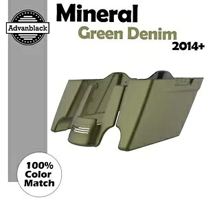 ミネラルグリーンデニム ストレッチサドルバッグ 拡張バッグ リアフェンダー 14+ ハーレー用 Mineral Green Denim Stretched Saddlebags Extended Bag Rear Fender For 14+ Harley 【並行輸入品】