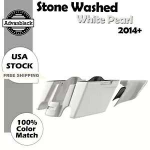 ストーンウォッシュ ホワイト パール 拡張ストレッチ サドルバッグ 2014 年以降のハーレー ツーリングに適合 Stone Washed White Pearl Extended Stretched Saddlebags Fits 2014+ Harley Touring 【並行輸入品】