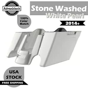 ストーンウォッシュ ホワイト パール ストレッチ エクステンド サドルバッグ リア フェンダー 14+ ハーレー用 Stone Washed White Pearl Stretched Extend Saddlebags Rear Fender For 14+ Harley 【並行輸入品】