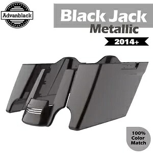 ブラックジャックメタリックストレッチサドルバッグ拡張バッグリアフェンダー 14 歳以上ハーレー用 Black Jack Metallic Stretched Saddlebags Extend Bag Rear Fender For 14+ Harley 【並行輸入品】