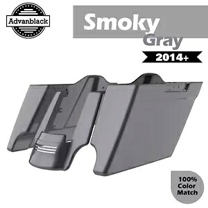 スモーキーグレー ストレッチサドルバッグ 拡張バッグ リアフェンダー 14+ ハーレーツーリング用 Smoky Gray Stretched Saddlebags Extended Bag Rear Fender For 14+ Harley Touring 【並行輸入品】