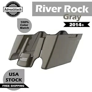 River Rock グレー ストレッチサドルバッグ 拡張バッグ リアフェンダー 14+ ハーレー用 River Rock Gray Stretched Saddlebags Extended Bag Rear Fender For 14+ Harley 【並行輸入品】