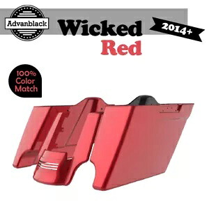 Wicked Red ストレッチサドルバッグ 拡張バッグ リアフェンダー 14+ ハーレーツーリング用 Wicked Red Stretched Saddlebags Extended Bag Rear Fender For 14+ Harley Touring 【並行輸入品】