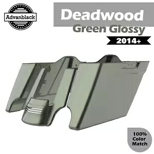 デッドウッド グリーン 光沢のある ストレッチ 拡張サドルバッグ リアフェンダー 14+ ハーレー用 Deadwood Green Glossy Stretched Extended Saddlebags Rear Fender For 14+ Harley 【並行輸入品】