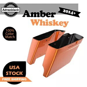 シングルカットアウトアンバーウィスキー拡張ストレッチサドルバッグ 14 歳以上ハーレーツーリング用 Single Cutout Amber Whiskey Extended Stretched Saddlebag For 14+ Harley Touring 【並行輸入品】
