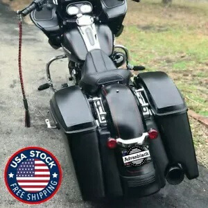 シングルカットアウトデニムブラックストレッチ拡張サドルバッグピンストライプハーレー14+用 Single Cutout Denim Black Stretched Extended Saddlebag Pinstripes for Harley 14+ 【並行輸入品】