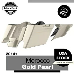 モロッコ ゴールド パール ストレッチ サドルバッグ ピンストライプ F/14+ ハーレーダビッドソン ツーリング Morocco Gold Pearl Stretched Saddlebag Pinstripes F/ 14+ Harley Davidson Touring 【並行輸入品】